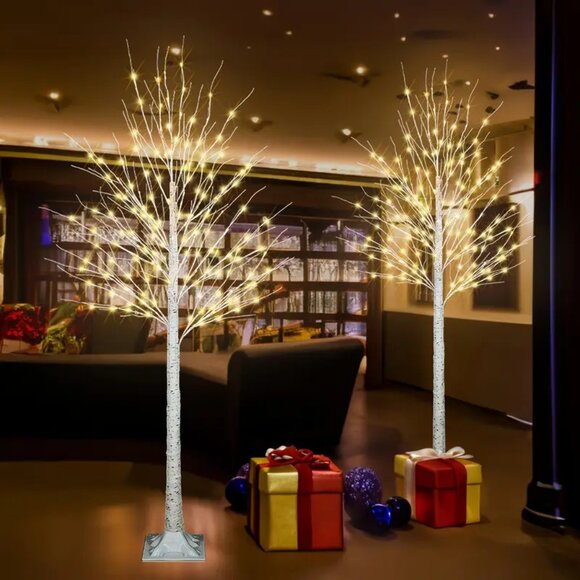 🎄Pak of 2 🎄- 5 ft Warm White Lighted Birch Tree Lights - Christmas Home Decor - Picture 1 of 16